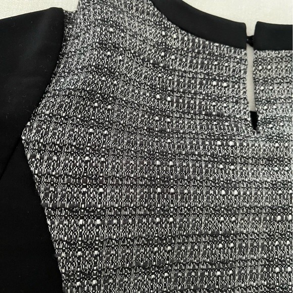 Madewell Textured Tribune Tweed and Black Color Block Short Sleeve Dress, Size 0 - Picture 6 of 9